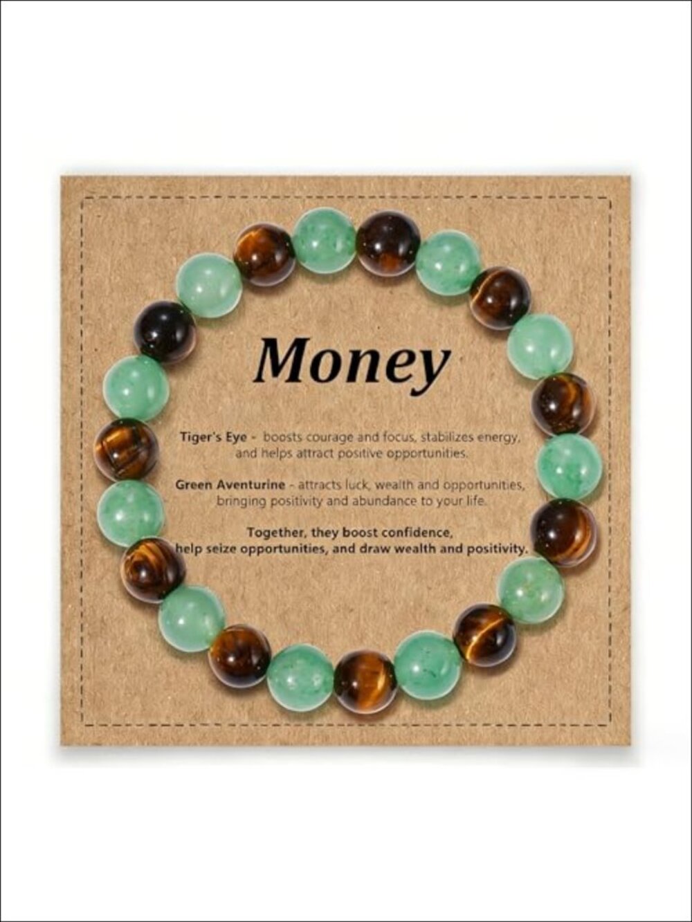 8mm Natural Stone Beaded Bracelet Stretch Healing Crystal Money Bracelet